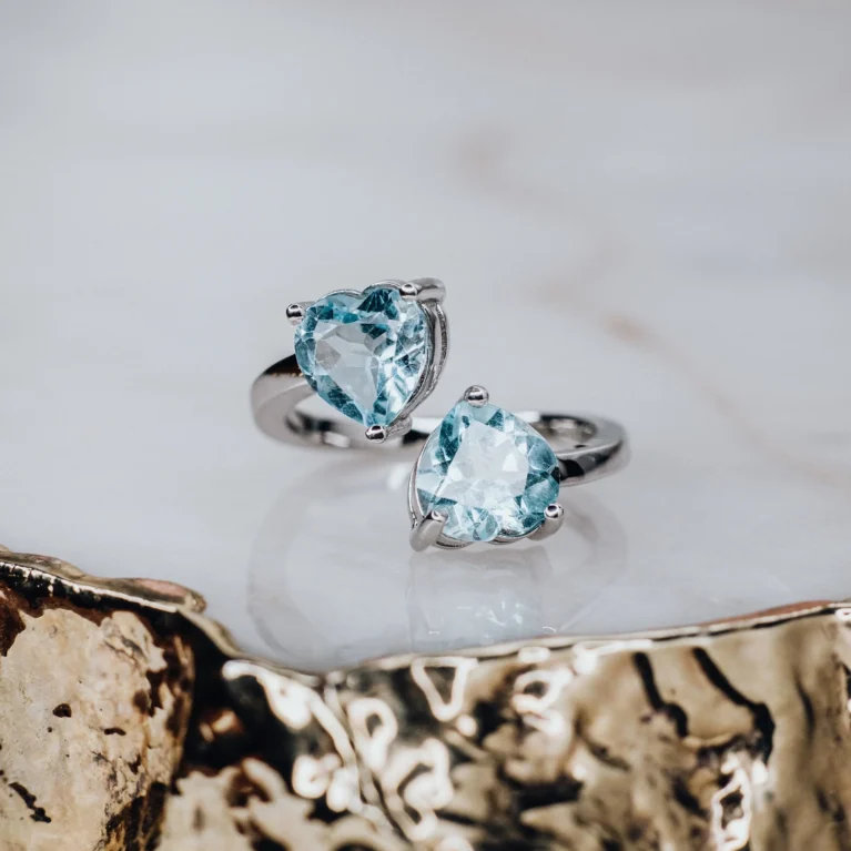 Blue topaz heart ring