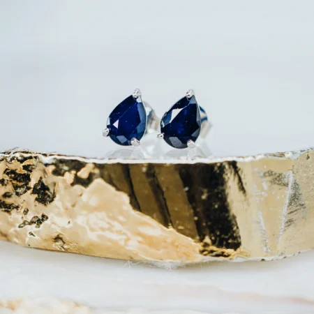 Teardrop sapphire stud earrings