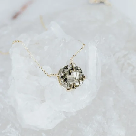 Pyrite silver and 14K gold plated necklace