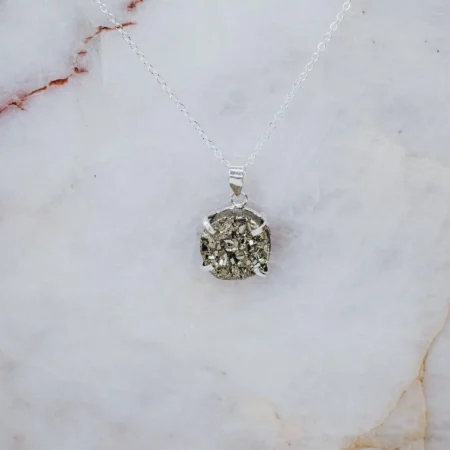Pyrite silver fashion plated necklace