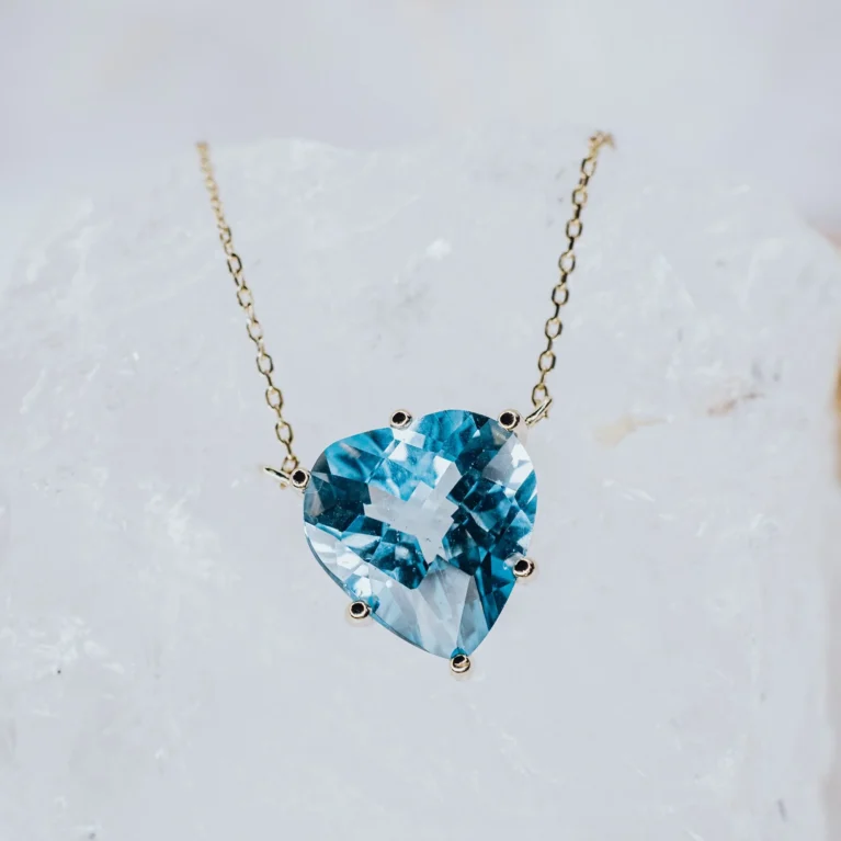 Heart blue topaz necklace