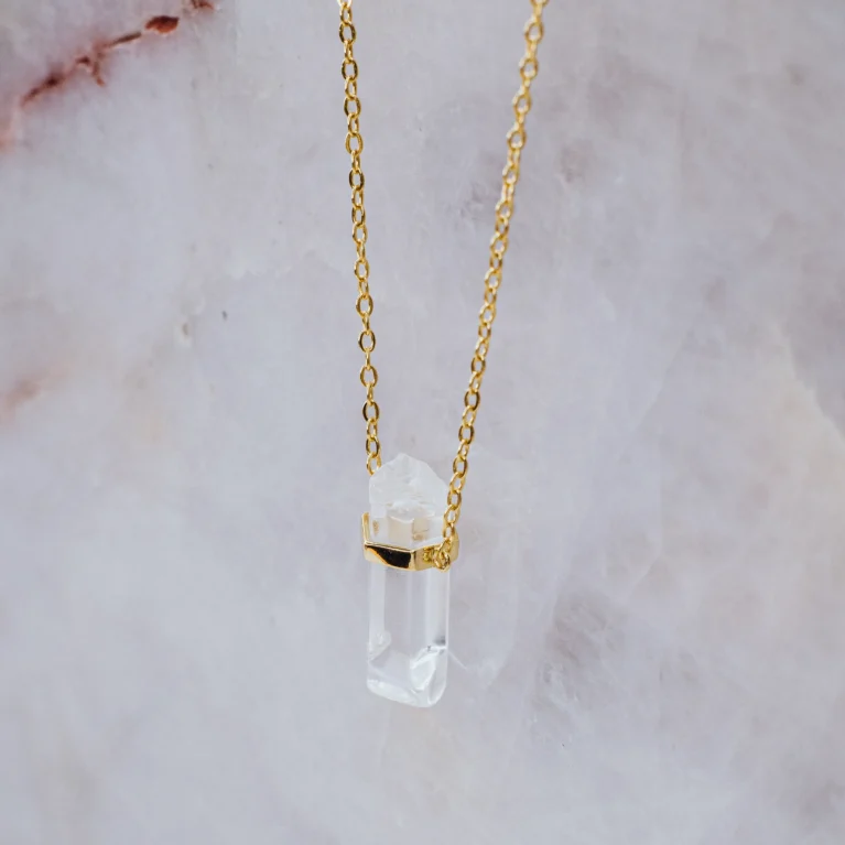 Clear quartz sterling silver necklace