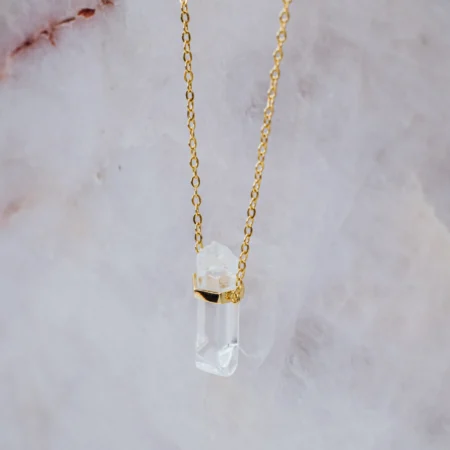Clear quartz sterling silver necklace