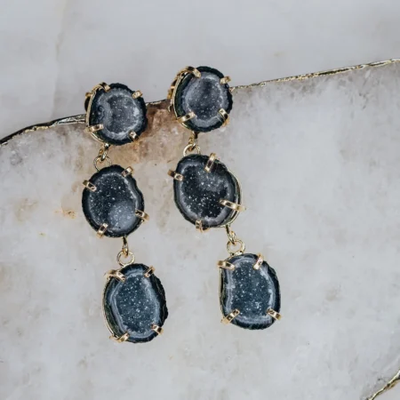 Agate statement triple earrings