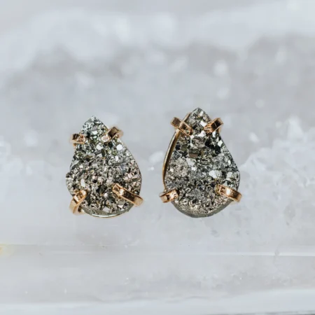 Teardrop pyrite fashion stud earrings