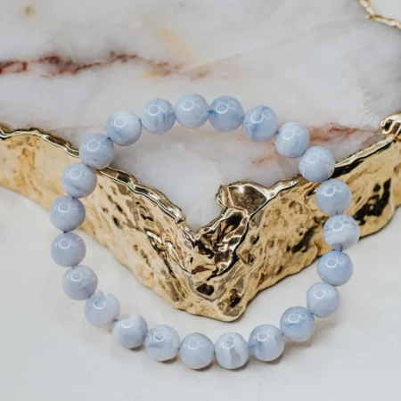 Blue lace agate beaded bracelet